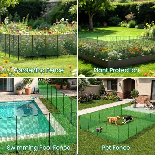 SUNYRISY 40in x 82ft Garden Mesh Fence Temporary Fencing | Outdoor Dog Fence, Chicken Fencing Plastic Netting Animal Barrier for Backyard Dog Poultry Pet Protection, Green Diamond - color: Green Diamond