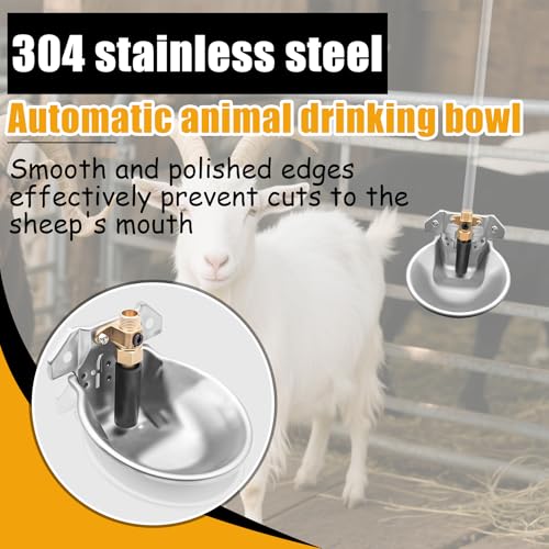 Automatic Animal Drinking Water Bowl with Float Valve and Drainage Hole 304 Stainless Steel Feeder Waterer Livestock Water Trough Suitable for Pet Dog Horse Cattle Goat Sheep 2Pcs（Dia 9in） - style: 0.6L-2pcs