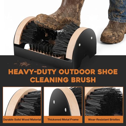 4Pcs Outdoor Heavy Duty Boot Scraper Brush Scrubber Boot Jack Shoe Scraper Brushes with Boot Hooks and Puller(Style B)