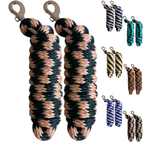 Majestic Ally Polypropylene Lead Rope with Removable Nickel Bolt Snap, 5/8 x 10 ft, for Horses and Livestock, 2 Pack (Black -Turquoise) - color: Black -Turquoise
