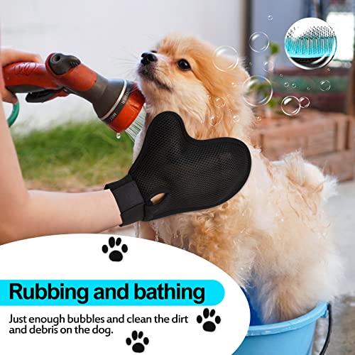 2025 Pet Grooming Glove with Tipped Pin Brush,Special Design Deshedding Glove, Perfect Petting Tool for Sensitive Dogs & Cats with Long & Medium Fur, Massage Mitt - Right-Hand - Blue