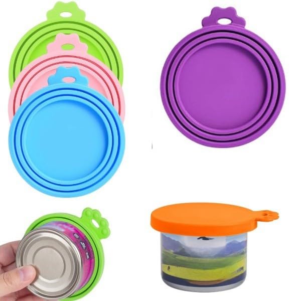 2 Packs Pet Food Cans Lids,Cute Can Lid Dishwasher Safe, Can Covers Most Standard Size Dog and Cat Canned(purple) - color: purple