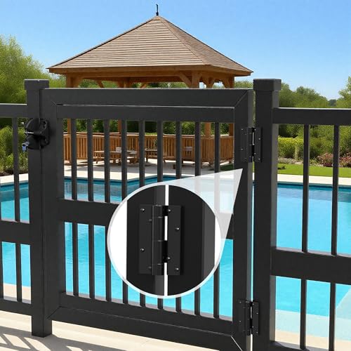 1 Pair 5-3/4” self-Closing gate Hinges, Aluminum Hinges, Heavy Duty gate Hinges for Metal Gates, Pool Gates, Aluminum Gates (1)