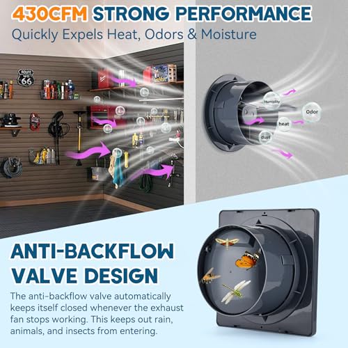 Solar Powered Exhaust Fan, 25W Solar Panel+8" High Speed Solar Powered Fans, Solar Exhaust Intake Fan Kit with Bracket, Anti-backflow Valve, Power Adapter, Vent Fan for Shed, Greenhouse, Attic - size: 8Inch