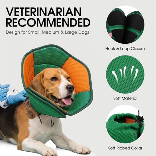 Dog Cone - Soft Cone for Dogs to Stop Licking, Pet E-Collar Alternative After Surgery, Adjustable Pet Recovery Collar for Wound Healing, Pine Green Small - color: Pine Green, size: Small