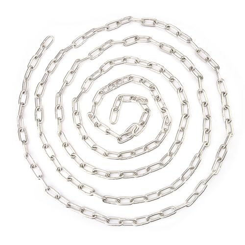 16.4 Ft 1/4 Inch Stainless Steel Chain, Heavy Duty Chain, Hanging Chain for Hanging Clothing, Decorations, Chair, Securing Gates and Fences, Anchoring Camping Equipment and More. by GENHAKON - size: 16.4 Ft 1/4 Inch