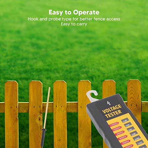 Electric Fence Voltage Tester, 8 Neon Lights Digital Electric Fence Tester Fault Voltage Meter 12KV PortableFence Fault Finder for Farms Livestock