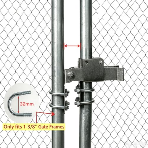 BiJun Chain Link Double Gate Latch for 1-3/8" Frames | No drop rod required,heavy duty galvanized steel,fits 4"-4.92" gaps,horizontally adjustable for residentialar outdoor fences