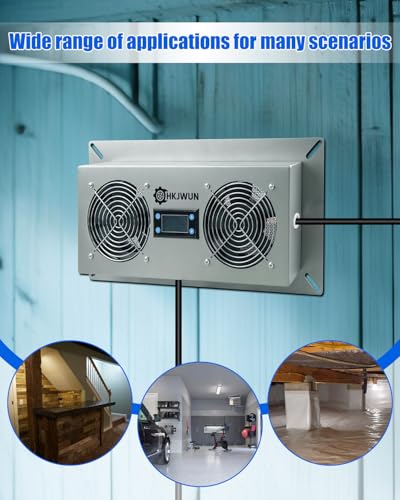 220CFM Crawl Space Ventilation Fan with Temperature Humidity Controller | 304 Stainless Steel Airflow Exhaust Fan for Basement Garage Attic Hydroponics & Grow Tents, Airflow & Moisture Control
