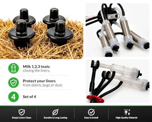 Milking Machine Plug & Pulsator Combo Kit, 4 Black Liner Plugs with 60/40 Pulsator, Vacuum Liner Caps for Cow Milker
