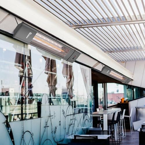 DR. INFRARED HEATER Portable Infrared Indoor and Outdoor Space Heater for Patio, Garage, Commercial & Residential With Remote Control, Space Heater (Freestanding/Ceiling/Mounting), Black - size: 39 Inches