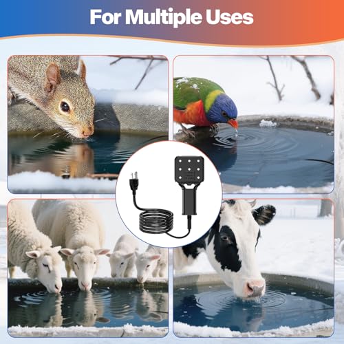 120V 250W Pond De-Icer and Chicken Water Heater for Livestock Tank Heater, Featuring Power-Off Protection, Overheating Protection, GFCI Plug & 9.2FT UL Approved Cord - size: 250 Watt