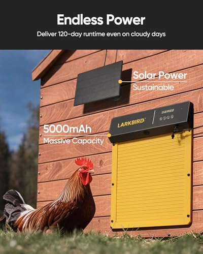 LARKBIRD Automatic Chicken Coop Door with Audio Recall Function, Yellow | Solar & Battery Powered, Timer & Light Sensor, Bluetooth App Control, Anti-Pinch System - color: Yellow