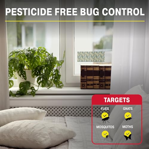 Catchmaster Window Fly Traps 12-Pack, Designed to Disguise House & Fruit Fly, Gnats, Adhesive Strips for Indoor, Disposable Bug Catcher, Insect Sticky Glue Traps, Pest Control for Home & Kitchen - size: 12 Leaf Print Traps