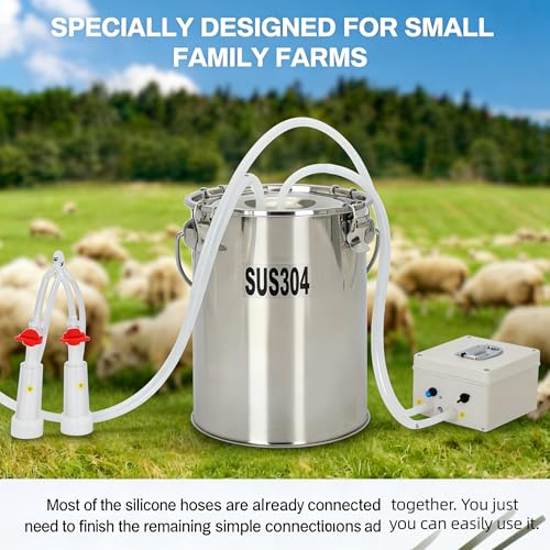 9L Goat Milking Machine, Rechargeable Battery Adjustable Pulse Vacuum Electric Goat Milking Machine,Portable Milking Machine,Individual Pulsation Adjustment, Udder Protection - size: 9L Goat