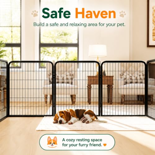 Yaheetech Dog Playpen 32in 16 Panels Pet Fence for Indoor Yard RV Camping | Easy Setup, Heavy Duty Rustproof Frame with Secure Latch Door, DIY Layouts,Foldable Storage, for Small & Medium Dogs - size: 32"