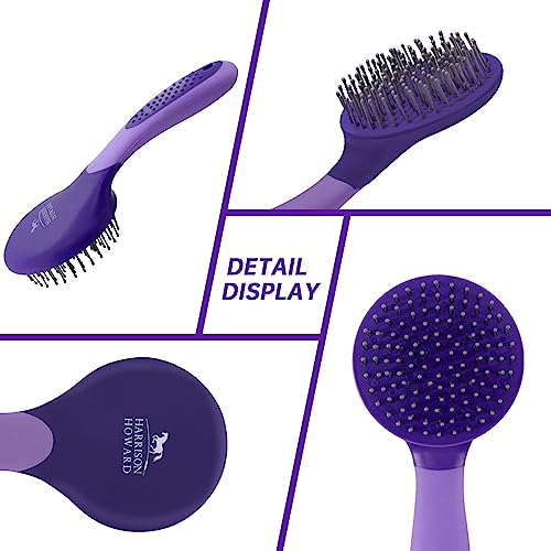 Harrison Howard Horse Mane and Tail Brush - Professional Grooming Brush, Equestrian Detangler, Non-Slip, Purple - color: Purple