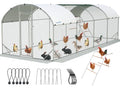 Quictent Essential Series 24x9ft Metal Chicken Coop Run w/Climbing Ladder | Walk-in Outdoor Poultry Cage with PVC Coated Chicken Wire, Hen Duck Rabbit Farm House, Waterproof Anti-UV Cover - size: 24x9ft