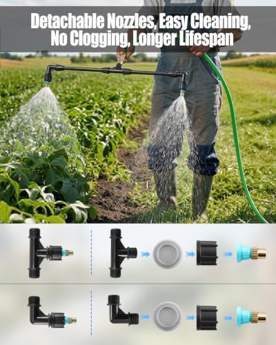 6-Nozzle Agricultural Spray Wand, 7.5Ft Boom Sprayer for Tractors & UTVs | Wide Coverage Sprayer Boom with Adjustable Nozzles from Fine Mist to Jet, Corrosion Resistant Universal Connector for Farm