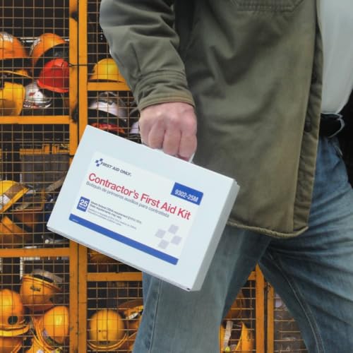 First Aid Only 9302-25M 25-Person Contractor's First Aid Kit for Home Renovation, Job Sites, and Construction Vehicles, 178 Pieces, White - style: Kit