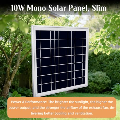 Solar Powered Fan Kit 7 inch Solar Fan for Chicken Coop, Shed, Greenhouse, Outside, Solar Exhaust Fans Solar Panel Fan for Dog Pet Houses