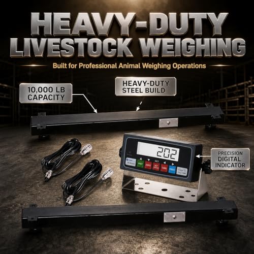 Livestock Weigh Beam Scale 10000lb Capacity with PS-IN202 Indicator, Heavy Duty Livestock Scale for Cattle, Hogs, Goats, Sheep, Chutes, Alleys, and Cage Weighing(36") - size: 36"