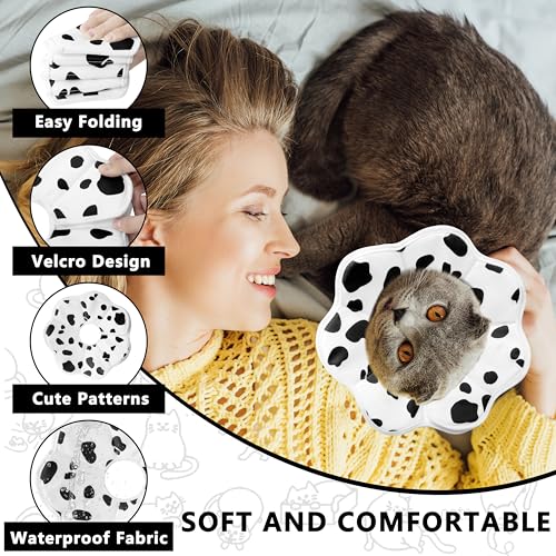 Soft Adjustable Cat Cone Collar, Comfortable Cat Recovery Collar - color: Milk, size: Medium