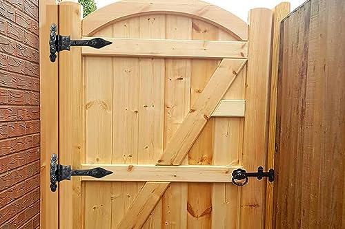 The Metal Magician Black T-Strap Hinges, Pack of 4 Heavy Duty Barn Door Hinges (6.2" x 3.5") for Wooden Fences Heavy Duty, Decorative, Farm Gate Hinge (Black) - color: 6inch T Hinge Black