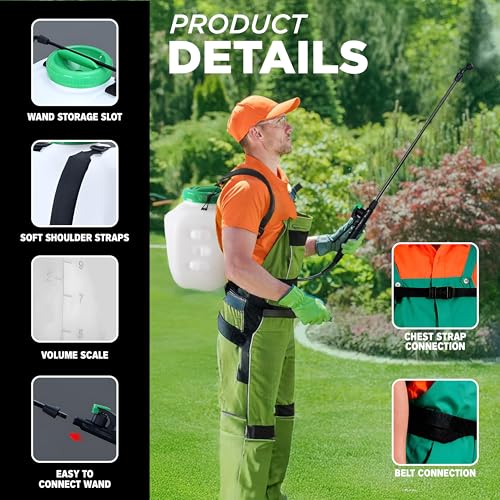 REALWORK 4-Gallon Backpack Sprayer with Padded Shoulder Strap for Pests & Weeds, Watering Garden, and Spraying Plants, in Translucent White - size: 4 gallon