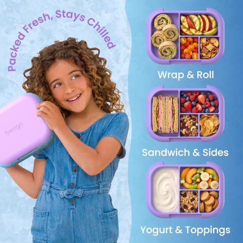 Bentgo Chill Kids 4-Compartment Bento Box Leakproof Lunch Box | Built-In Ice Pack, 3.3 Cup Capacity, BPA-Free, Microwave & Dishwasher Safe Tray, Ideal for Ages 3–7 (Vivid Orchid) - color: Confetti Edition - Vivid Orchid