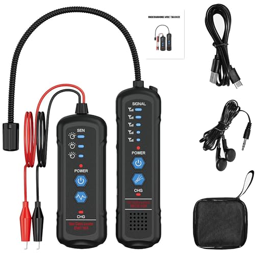 Underground Wire Locator and Cable Tracker Kit Dog Fence Wire Break Locator | Buried Wire Locators Professional Wire Finder with Signal Detector, Carrying Case and Accessories