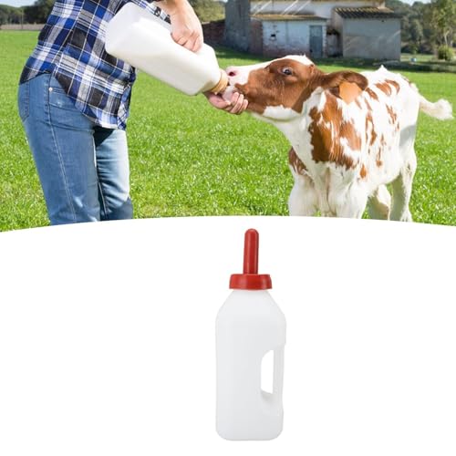 Calf Bottle, Calf Nursing Bottle with a Replacement Nipple 2l | 2 Quart Calf Nursing Bottle Rubber Screw Nipple with Silicone Replacemen Cap for Baby Cattle Lambs Goats Kids