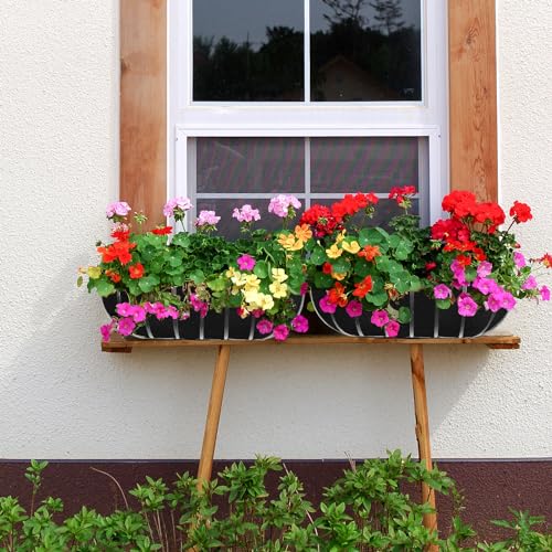 2PCS 36 Inch Window Box Liner Fabric Planter Basket Liner Trough Planter Insert Liner Black Hanging Flower Basket Liners Non-Woven Felt Plant Liner for Planters Fence Garden - Avoid Bird Nesting