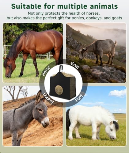 Hay Feeder for Goats and Horses - Slow Feed Design, Heavy Duty Hanging Hay Bag for Barn, Trailer & Paddock, Easy to Hang & Clean(1pcs, Black) - color: 1pcs-black