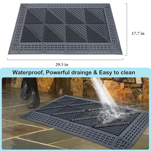 Heavy Duty Boot Scraper Mat 29.5x17.7 Inch | Heavy duty all weather shoe scrubber, scrapes mud, sand and snow, ideal for porch, garden and outdoor entryways
