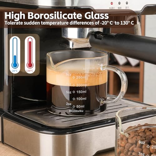 Espresso Cup Measuring Cup Triple Pitcher Milk Cup 250ML/8.5OZ Espresso Cups with Handle Shot Glass with V-Shaped Mouth Milk Frothing Pitcher (Single mouth) - style: Single mouth