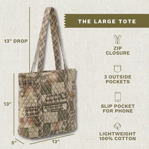 Bella Taylor Large Tote, Quilted Shoulder Bag for Women | Lightweight, 6-pocket large quilted purse, machine washable, zippered top, ultimate organization, durable construction - color: Woodland Patch