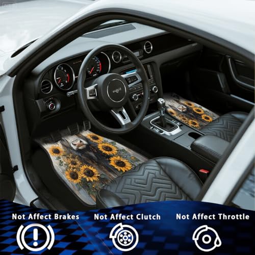 Cow Car Floor Mats Sunflower Rustic Farmhouse Wood Barn Carpet Front Rear Carpets Mat Decorative Car Floor Carpets Non-Slip Auto Car Accessories Universal Fit for Car SUV Truck Van - color: Cow