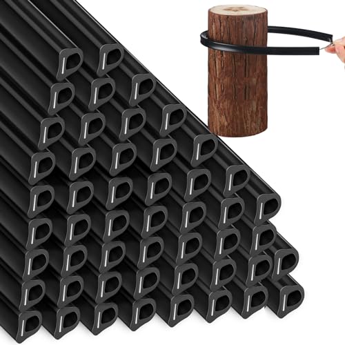 Pushglossy 50 Pcs 20" Electric Fence Underground Wire Insulator Tubing Wrap Insulator Tube for Corner Post and End of Fence, Accommodates Wire Diameters up to 12-1/2 Gauge, Black, Aluminum Insert