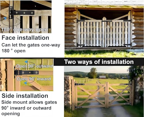 13'' Heavy Duty Strap Gate Hinges 900 LBS,180° or 90° Smooth Open Hinge | 2Pcs Thick Steel Weld/Bolt-On Hinges,Built-in Bearings for Wooden/Metal Gates,Fence,Shed,Barn,Garden Gates(Patent Pending)