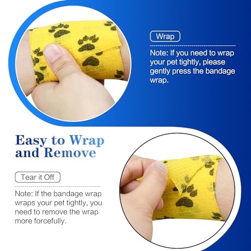 6pcs 2" Self Adhesive Bandage Wraps, Paw Prints A | for Dogs Pet Animals & Ankle Sprains & Swelling - size: 6pcs 2" Paw Prints A