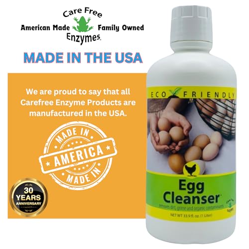 CareFree Enzymes Egg Washer & Egg Cleaner — Natural Enzyme Egg Wash for Fresh Farm Eggs, Safe for Backyard Chickens & Homesteads, 33.9 oz