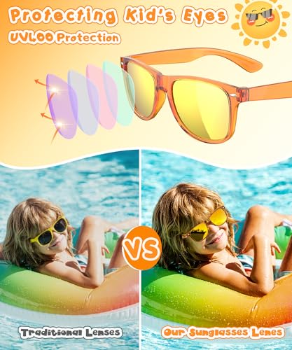 Sumsun Kids Sunglasses Bulk Party Favors 24 Packs Boys Girls Age 3-8 with UV400 Protection for Birthday Graduation Party Supplies (Solid color 24 Pack) - style: 24pc Solid Color