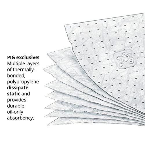 PIG Stat-Mat Absorbent Pad | 100 Pads | 15" W x 20' | Absorbs up to 28.16 oz per Pad | Heavyweight | MAT214