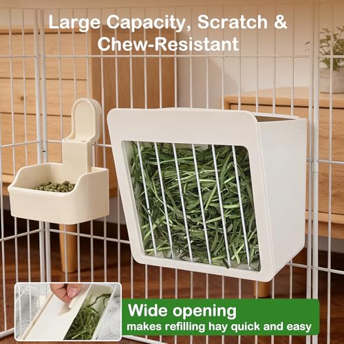 RUBYHOME Rabbit Hay Feeder Guinea Pig Food Feeder Adjustable Height Rabbit Feeder Guinea Pig Food Bowl Complete Bunny Bundle Bunny Accessories for Rabbits, Guinea Pigs, Chinchillas