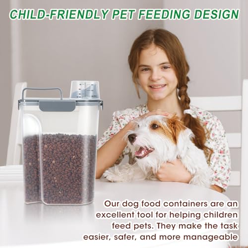 TBMax Large Cat Food Storage Container, Portable Dog Food Container with Upgraded Large Spout and Cup, Travel Pet Food Storage Dispenser for Small Animal Kibble Storage, Bird Seed Container - Grey - color: Dark Grey 6Qt
