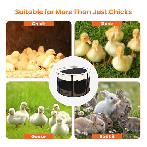 Large Chicken Brooder Box- Chick Starter Kit Includes Pop Up Chicken Playpen Tent, Waterproof Mat, Chick Feeder and Waterer, Portable Chicken Brooding Pen Up to 20 Chicks,Quail,Duck for Indoor Outdoor