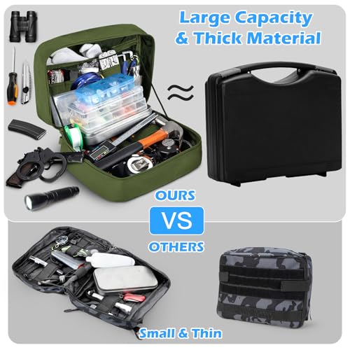 Jueachy Tactical Molle Pouch Large Admin Bag Utility Tool Pouches Molle Attachment EDC Pouches Expandable Molle Accessories Organizer Medical Pocket U.S.A Patch Included - color: Green
