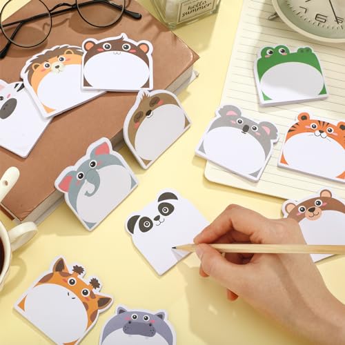 Yinder 24 Pads Safari Animal Sticky Notes Fun Kawaii Memo Self Stick | Animal Shape Design, School Office Bulk, Students Teachers Veterinary, Party Favor Tabs Back to School Supplies - style: Safari Animals