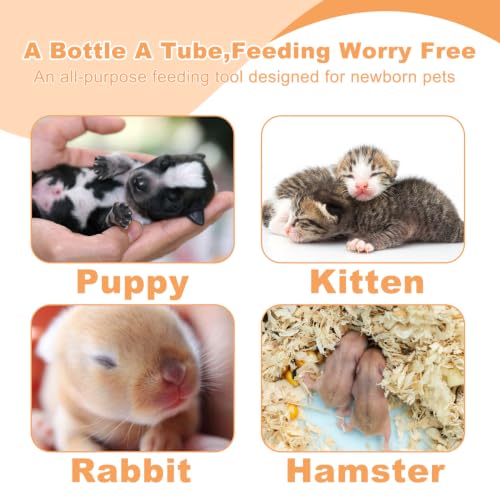 Puppies Nursing Nipple with Syringe, Wide Mouth Angled Kittens Feeding Bottles, with Ventilation Valve Resistant Tearing for Puppies, Kittens, Rabbit, Hamsters (Yellow) - color: Yellow, size: Model 1